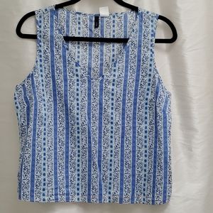 J Crew Blue Floral Stripe Shell Tank Top 10 Sweet